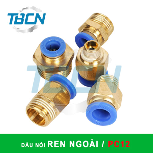Đầu nối nhanh khí nén ren ngoài PC12