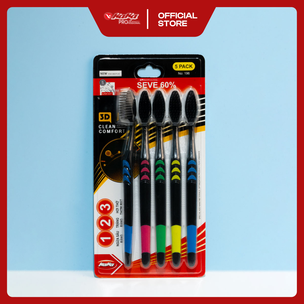 Bộ 5 bàn chải KaKa 196 đen 3 tác động