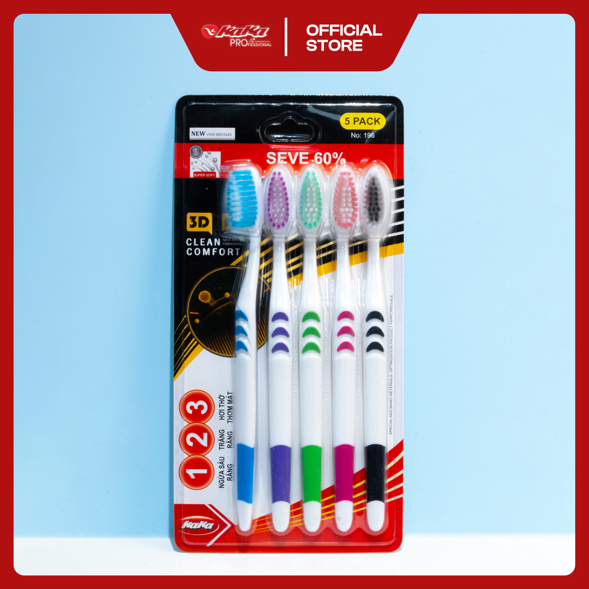 Bộ 5 bàn chải KaKa 196 trắng 3 tác động