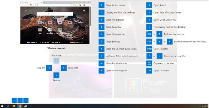 Ẩn/hiện danh sách các phím tắt nhanh trên Windows 10 với PowerToys