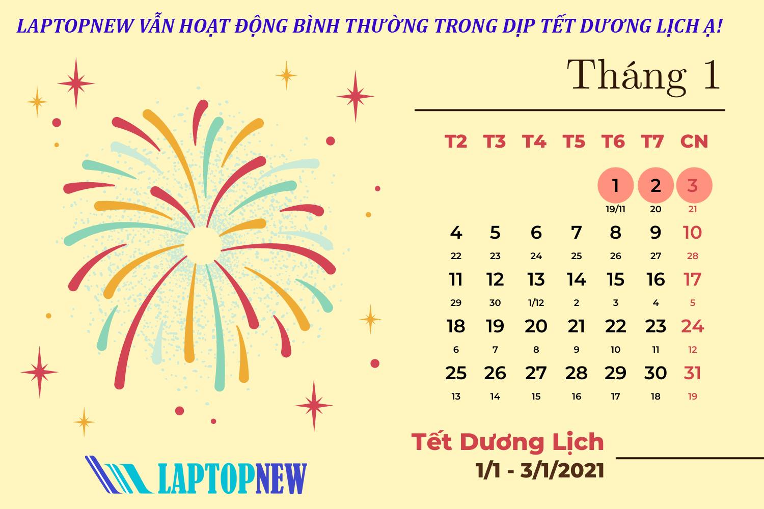 V/v - LỊCH LÀM VIỆC TẾT TÂY 2021