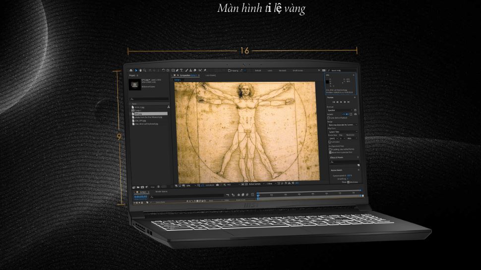 Màn hình chất lượng tỷ lệ vàng chuẩn thiết kế