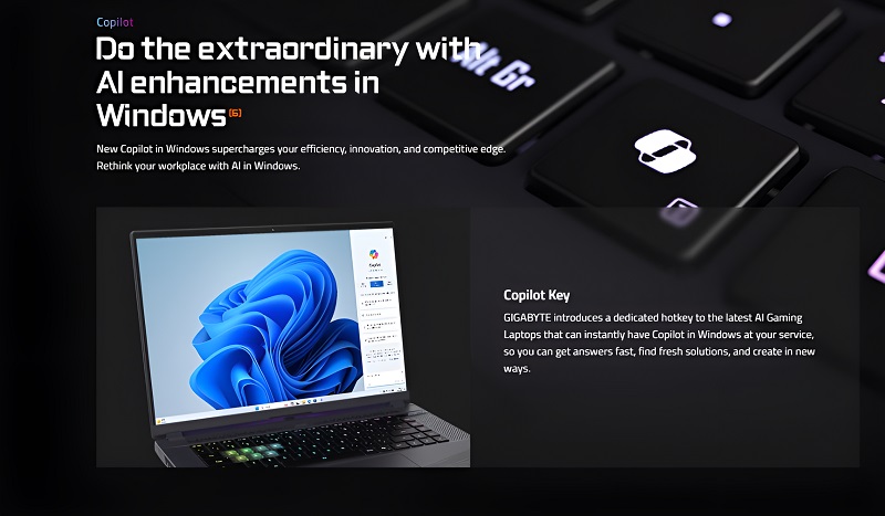 Phím Copilot của laptop Gigabyte Aorus 16X