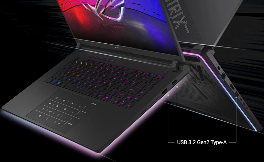 Asus ROG Strix SCAR 16 G635 - các cổng kết nối
