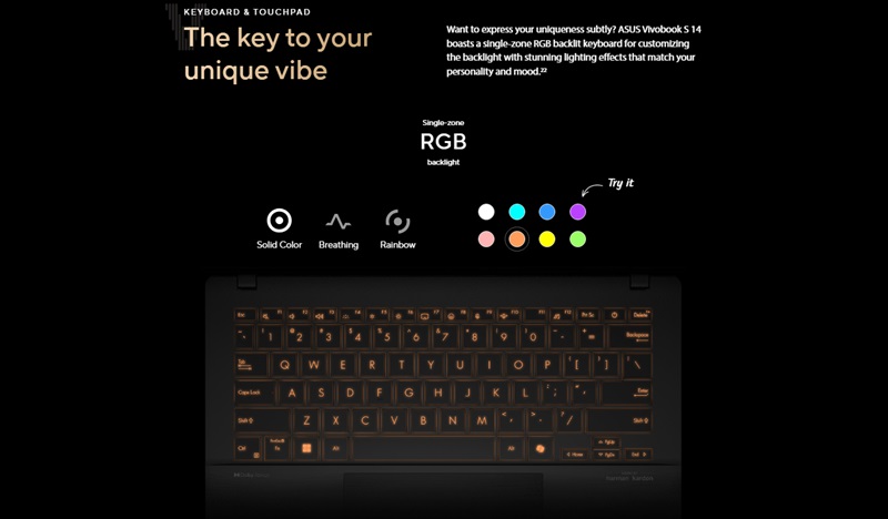 Bàn phím của laptop Asus Vivobook S 14 OLED M5406