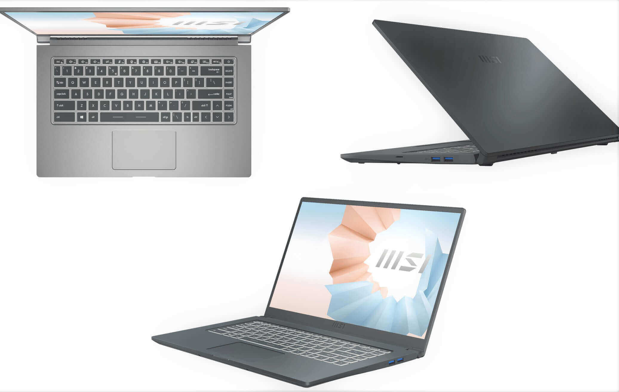 MSI Modern 15 - Màu bạc Urban Silver và MSI Modern 15 - Xám Carbon