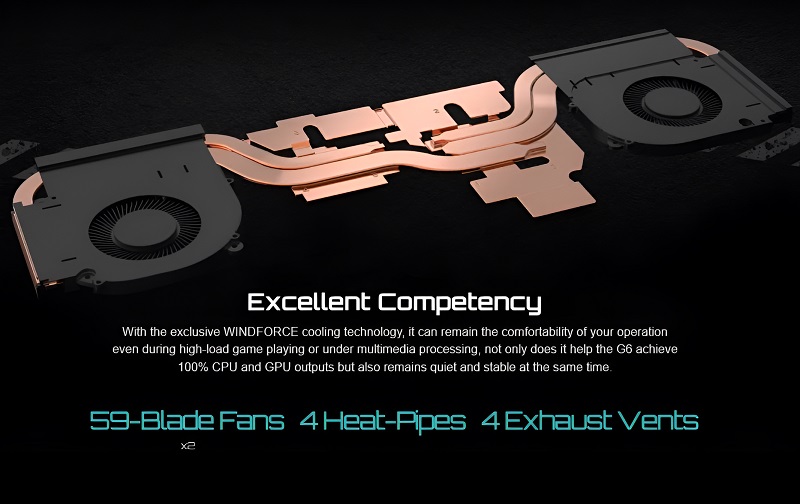 Hệ thống tản nhiệt của laptop Gigabyte G6