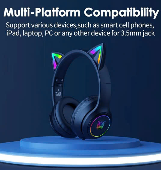 Thiết kế của tai nghe Onikuma B90 RGB Cat Ear
