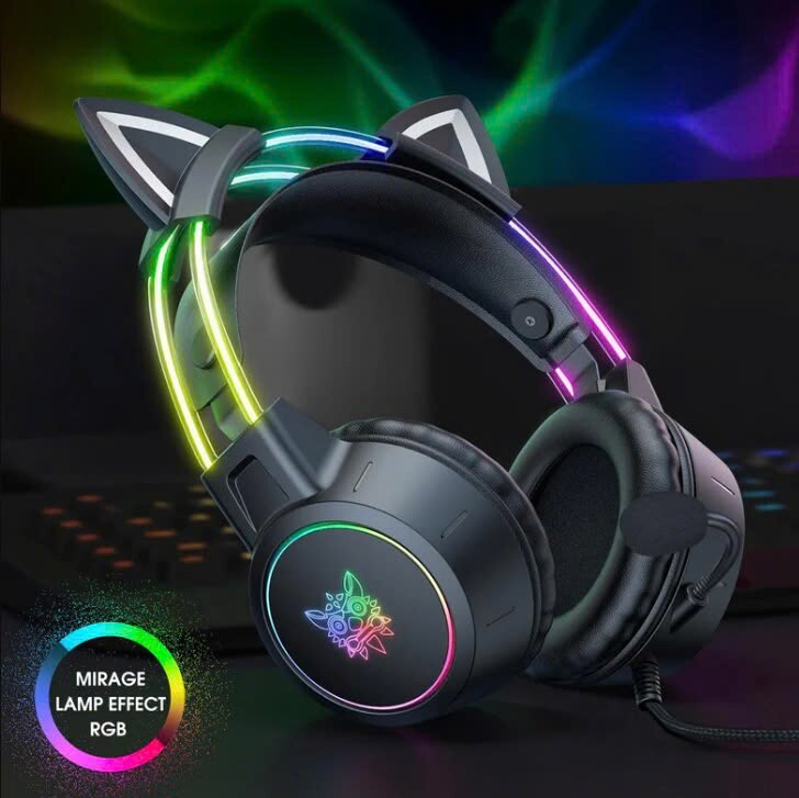 LED RGB của tai nghe Onikuma X15 Pro Cat Ear