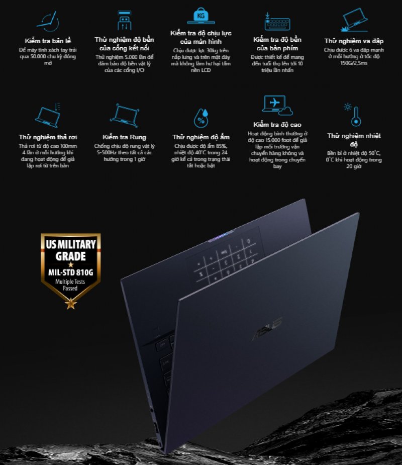 Độ bền chuẩn quân đội của Asus ExpertBook B9450FA