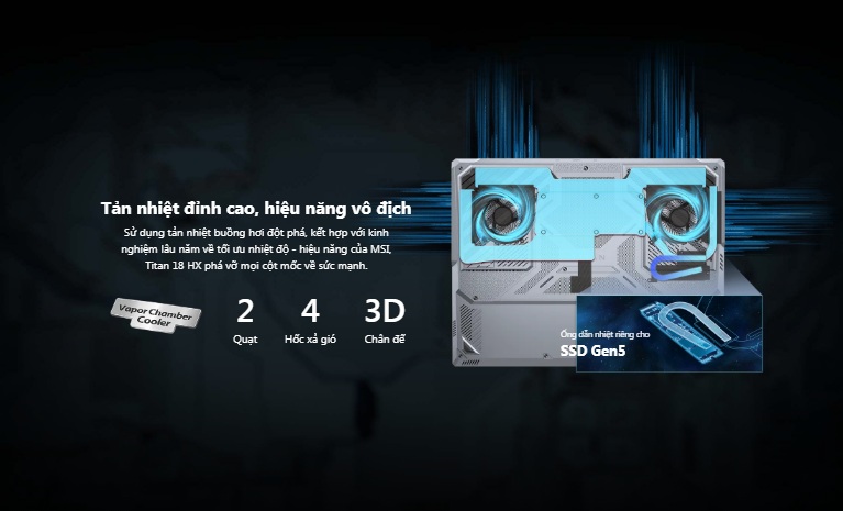 Laptop MSI Titan 18 HX AI A2XW - tản nhiệt
