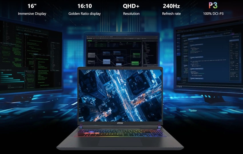 LAPTOP MSI VECTOR 16 HX AI A2XW - màn hình