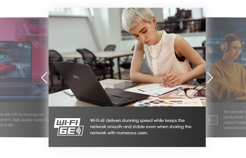 MSI Venture 16 AI A1M - kết nối wifi