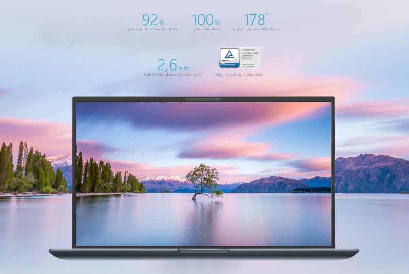 Màn hình góc rộng, bốn viền siêu mỏng