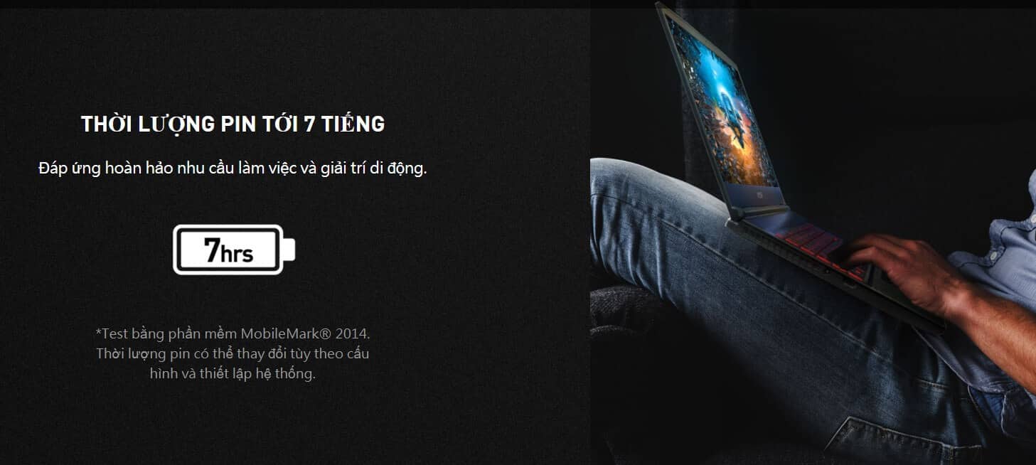 Pin 51WHrs và trọng lượng 1.86 Kg