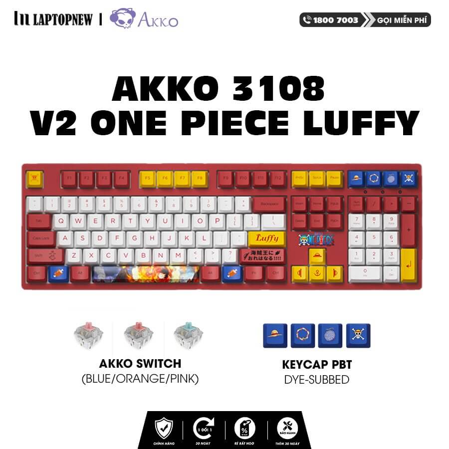 Giới thiệu bàn phím AKKO 3108 với thiết kế nhân vật phim One Piece độc đáo