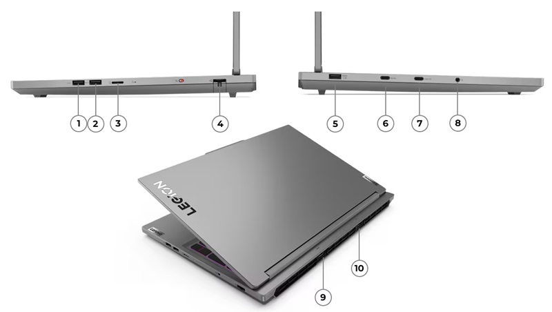 Cổng kết nối của laptop Lenovo Legion 5 16IRX9