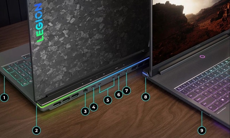 Cổng kết nối của laptop Lenovo Legion 9
