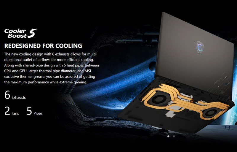 Hệ thống tản nhiệt của laptop MSI Crosshair 16 HX