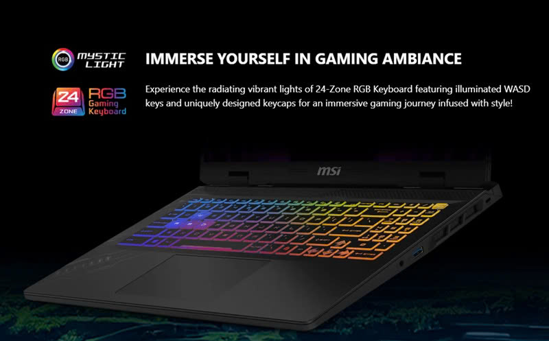 Bàn phím của laptop MSI Crosshair 16 HX