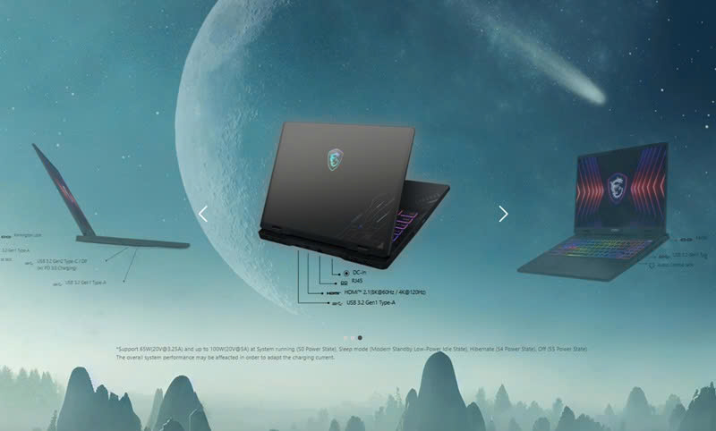 Cổng kết nối của laptop MSI Crosshair 16 HX