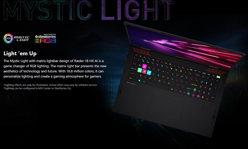 MSI RAIDER 18 HX AI A2XW - bàn phím