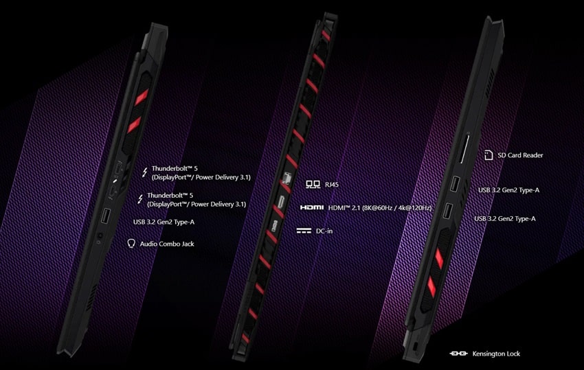 MSI RAIDER 18 HX AI A2XW - cổng kết nối