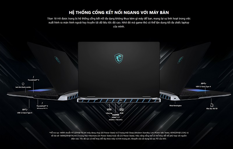 Cổng kết nối của laptop MSI Titan 18