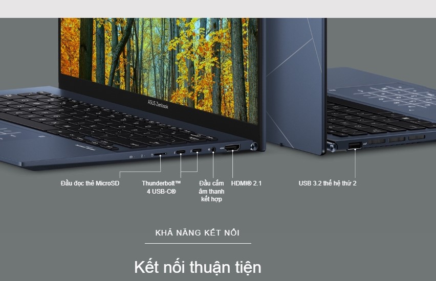 Cổng kết nối laptop Asus Zenbook 14 oled (Ảnh minh họa)