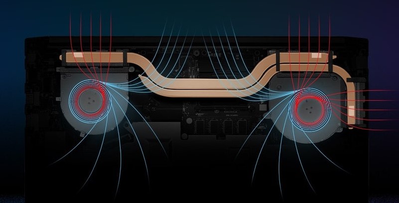 Hệ thống tản nhiệt quạt kép giúp máy hoạt động luôn mát mẻ