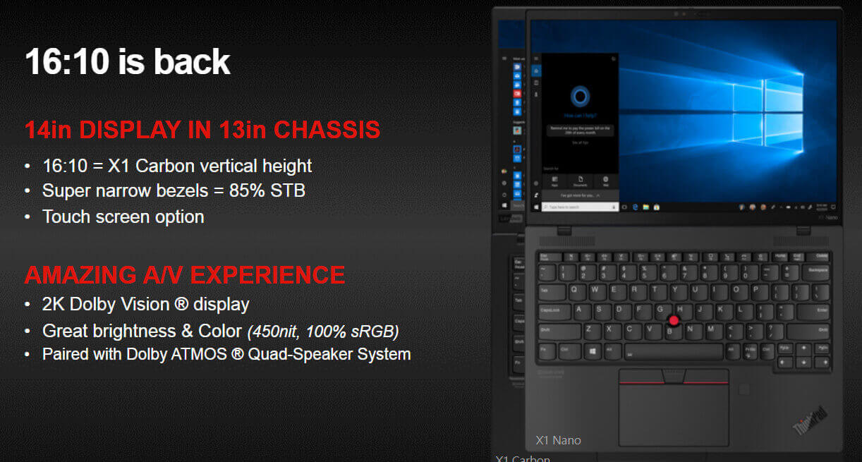 X1 Nano nhỏ gọn hơn X1 Carbon với cùng chiều cao màn hình