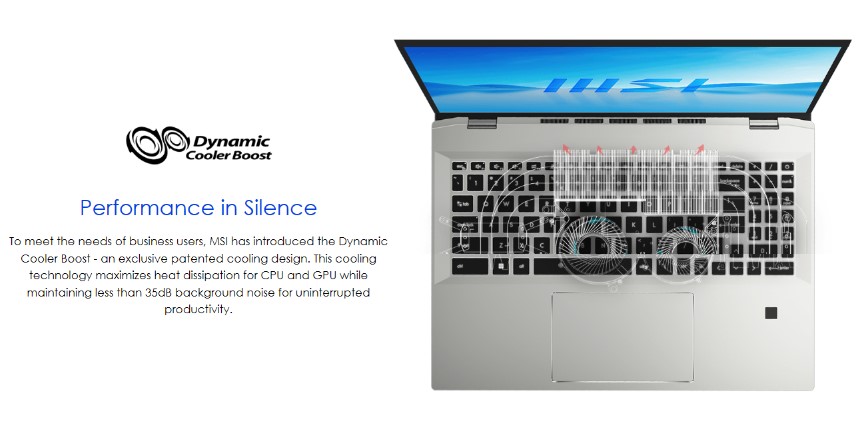 Hệ thống tản nhệt trên MSI Prestige 16