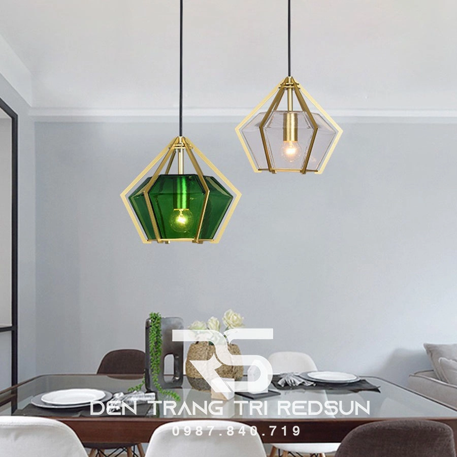Đèn thả bàn ăn tân cổ điển chất liệu thủy tinh được yêu thích