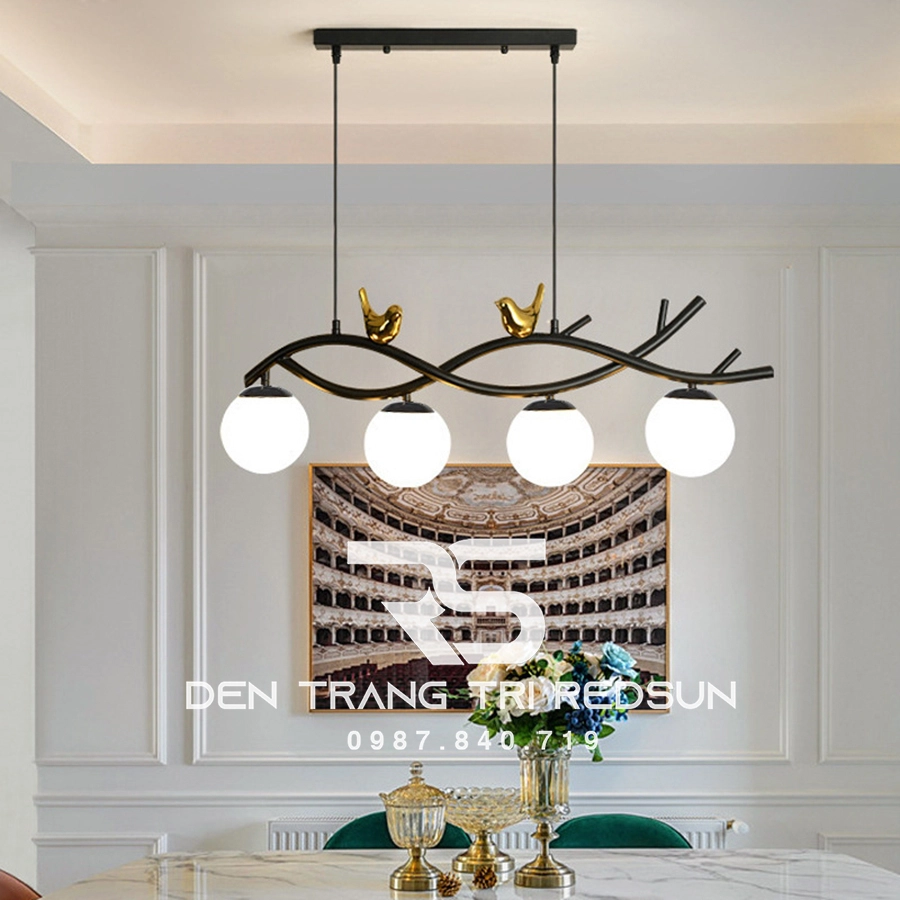 Đèn thả bàn ăn hiện đại giúp không gian ấm cúng
