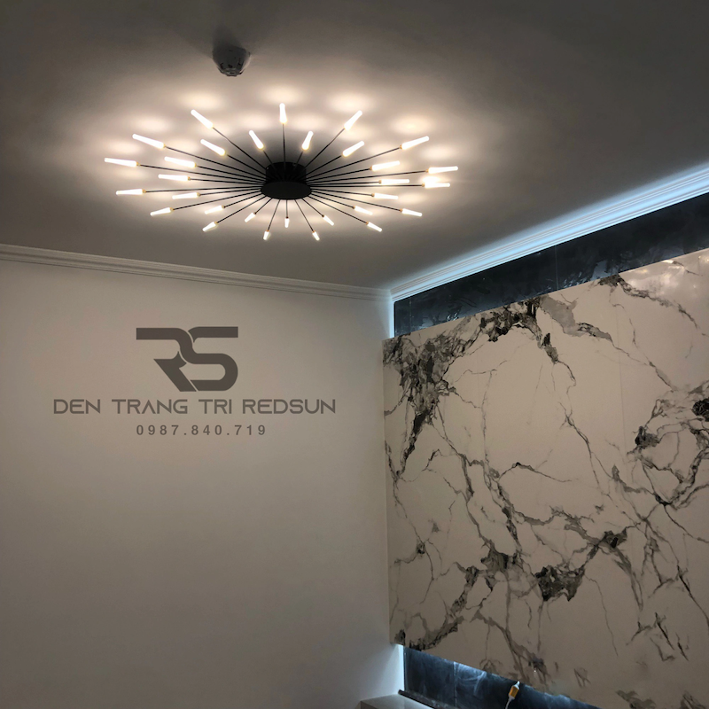 Mẫu đèn LED mâm nổi ốp trần phong cách Bắc Âu pháo hoa