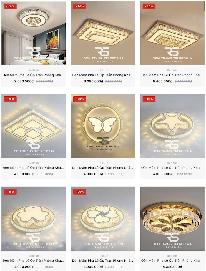 Redsun - Đơn vị uy tín cung cấp các loại đèn trang trí chất lượng