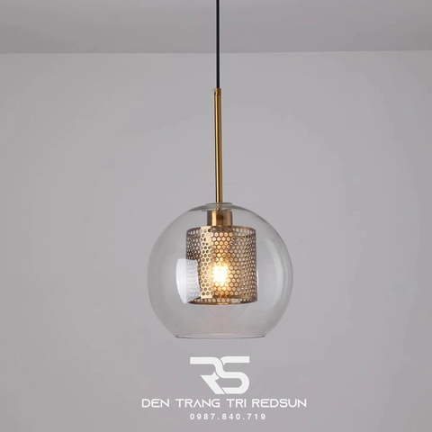 Đèn thả bàn ăn 1 bóng lõi hợp kim dáng tròn