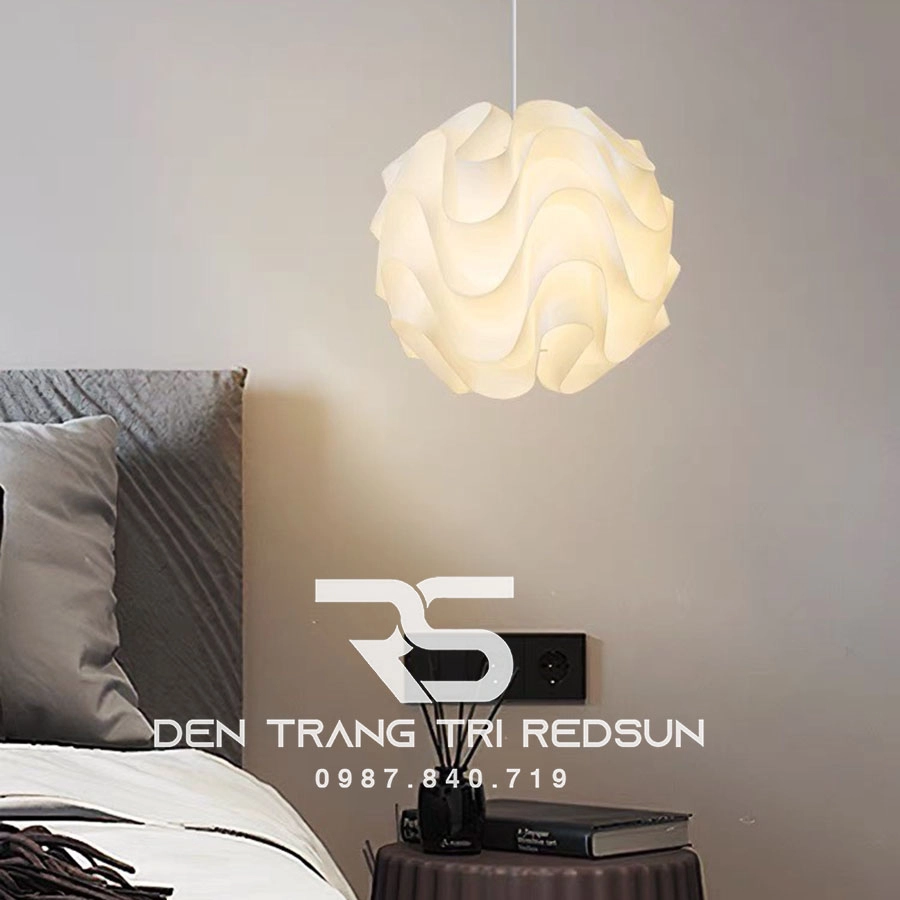 Đèn thả phòng ngủ thiết kế bông hoa trà phong cách Bắc Âu