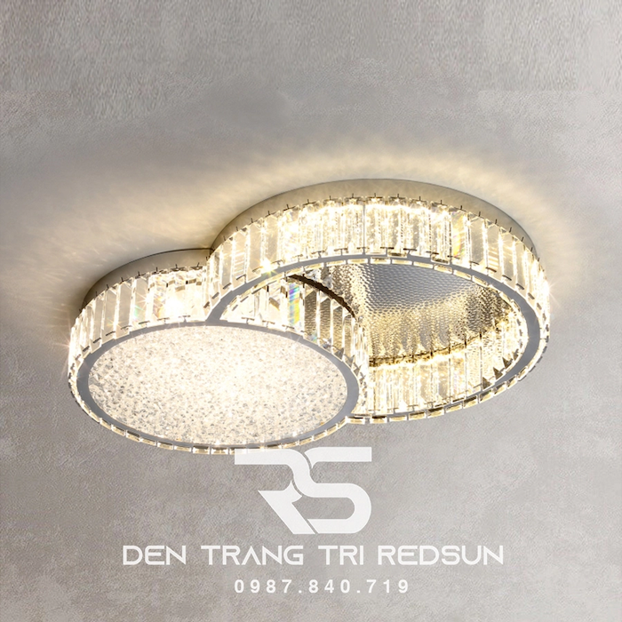 Đèn trần phòng ngủ hiện đại chất liệu pha lê cao cấp