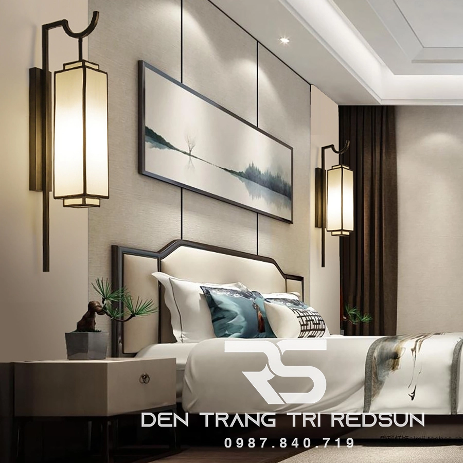 Đèn tường Indochine trong không gian phòng ngủ