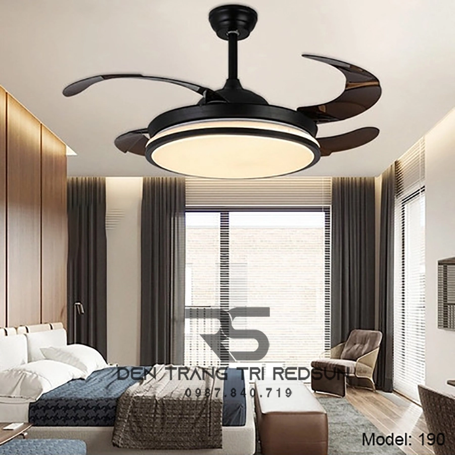 Quạt Trần Đèn Cánh Cụp Xòe Trang Trí Phòng Khách, Phòng Ngủ