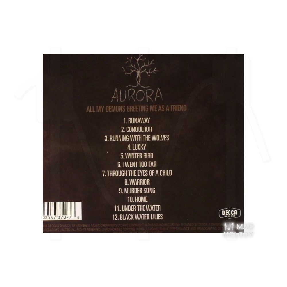 Bìa sau đĩa CD nhạc AURORA - All My Demons Greeting Me As A Friend 2016