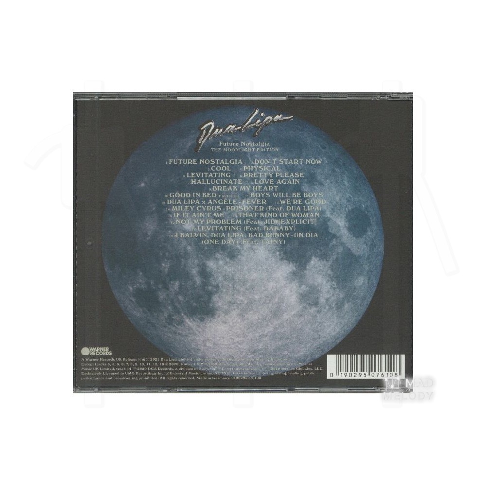Bìa sau đĩa CD Dua Lipa - Future Nostalgia 2021 The Moonlight Edition