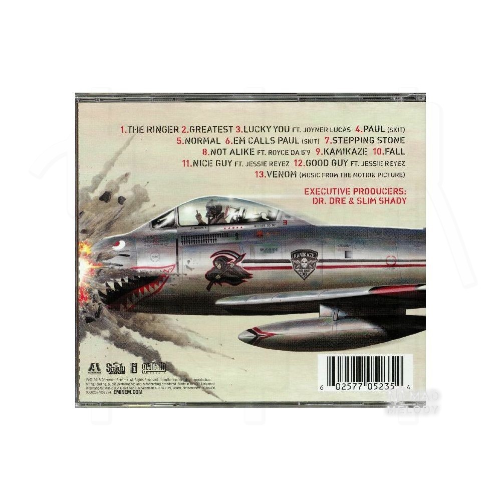 Bìa sau đĩa CD nhạc Eminem - Kamikaze 2018