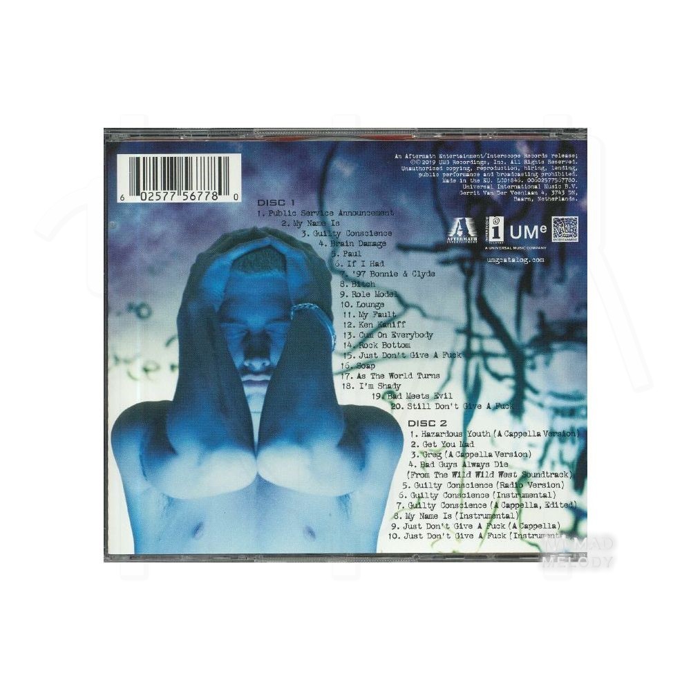 Bìa sau đĩa CD nhạc Eminem - The Slim Shady LP 2019 Expanded Edition Reissue 2CD