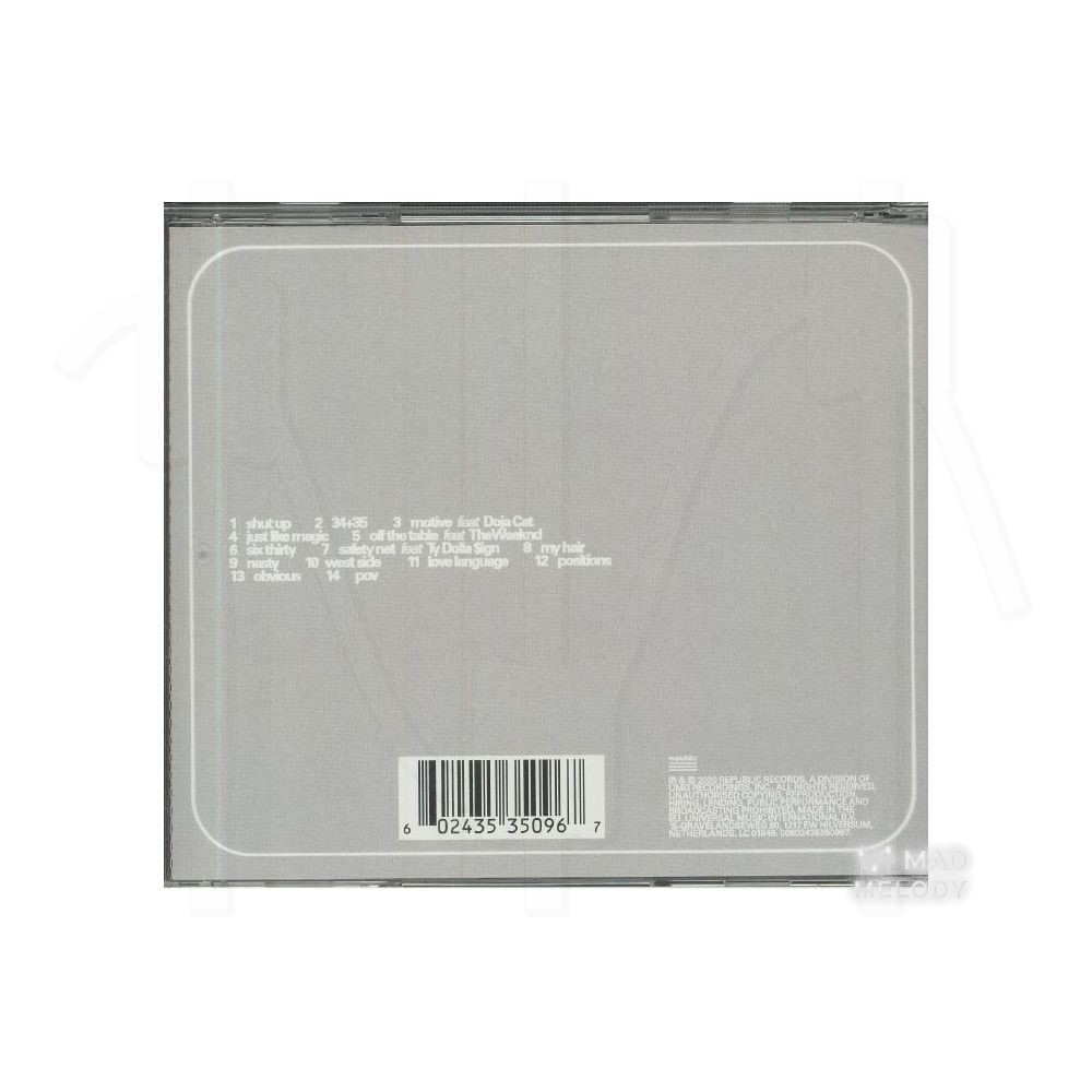 Bìa sau Đĩa CD album nhạc Ariana Grande - Positions 2020