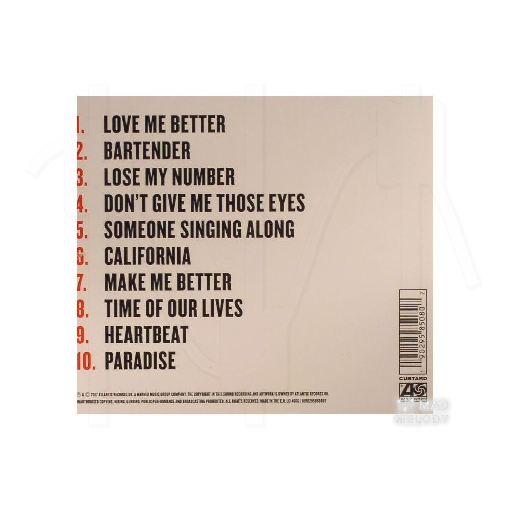 Bìa sau Đĩa CD album nhạc James Blunt - The Afterlove 2017