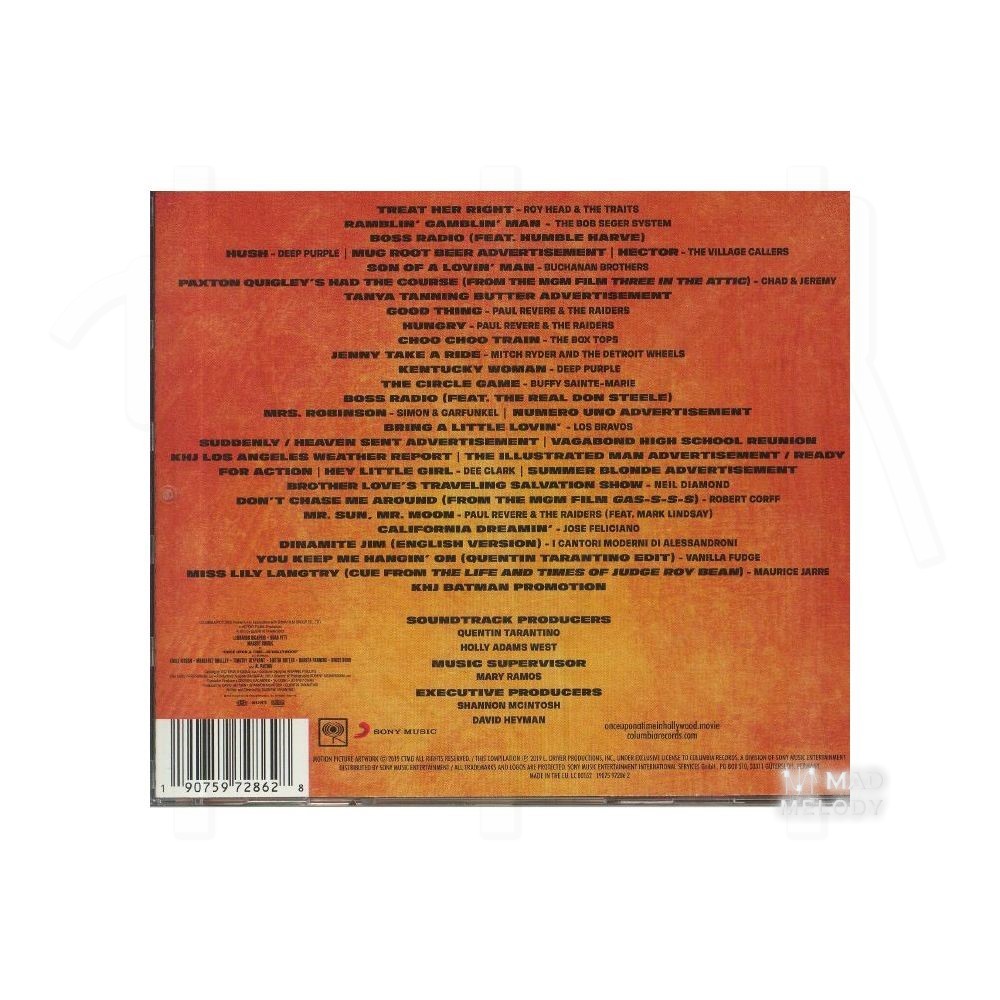 Bìa sau Đĩa CD album nhạc Once Upon a Time in Hollywood 2019 Soundtrack