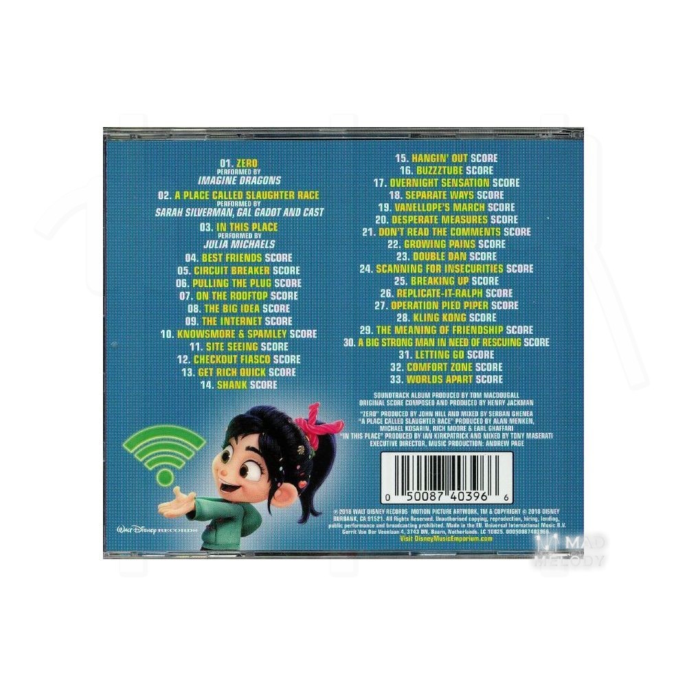 Bìa sau Đĩa CD album nhạc Ralph Breaks the Internet 2018 Soundtrack