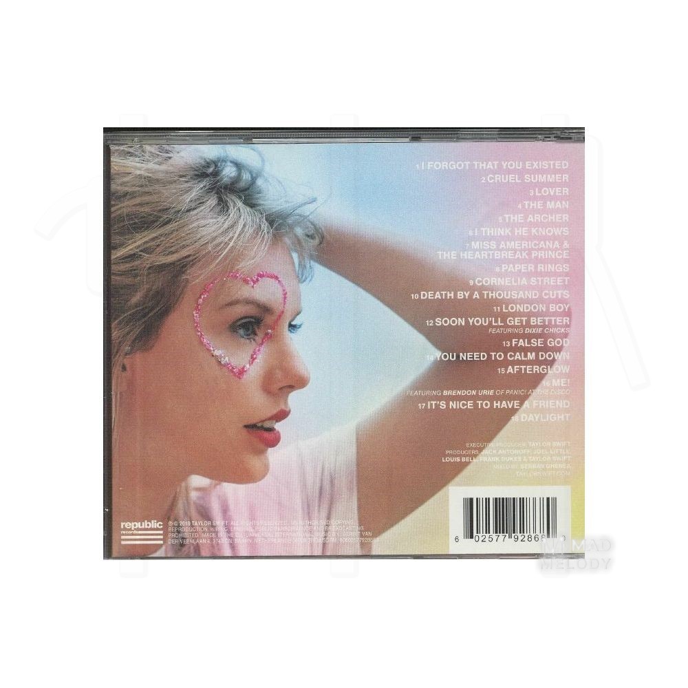 Bìa sau Đĩa CD album nhạc Taylor Swift - Lover 2019